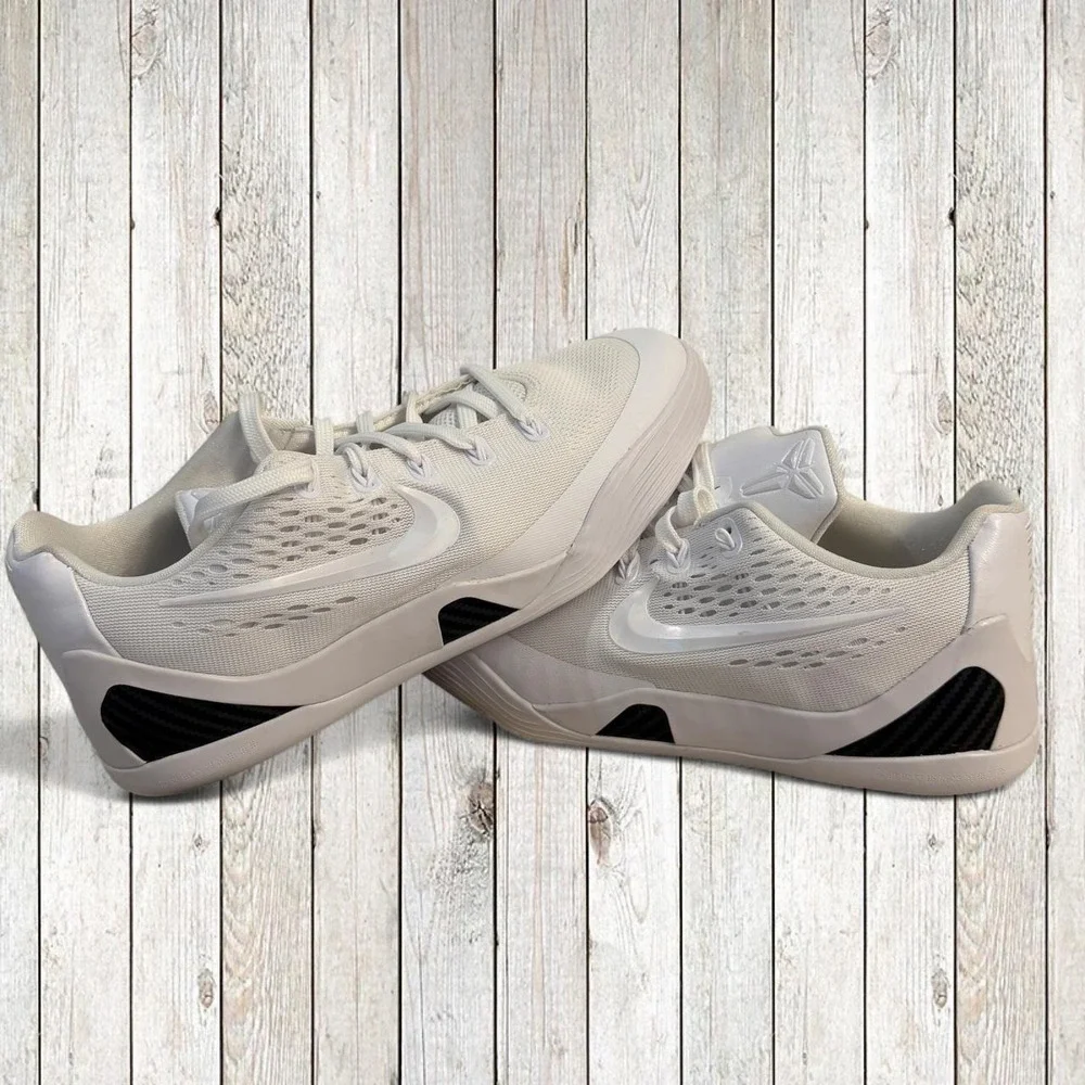 Nike Kobe IX GS Triple White Basketball Shoes Youth 7Y FV3607-100 With Box